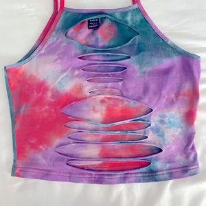 SHEIN SXY Ripped Tie Dye Cami Top